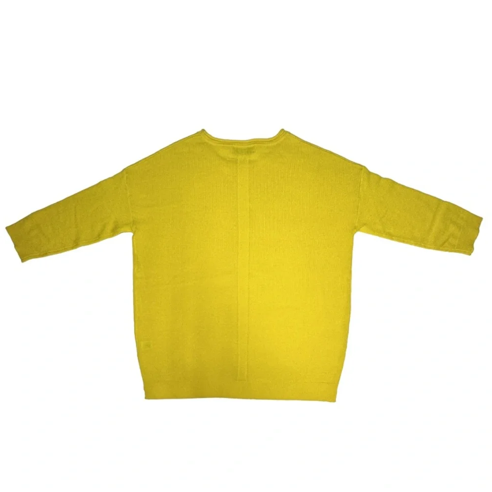 Cashmere LOMA London | Yellow 3/4 Sleeve Pullover Jumper Sweater Shirt Top